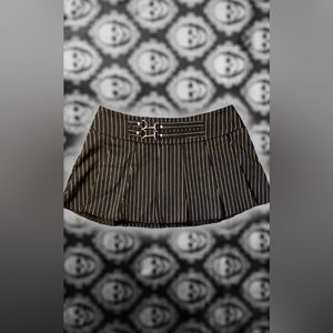 Y2K grudge black and white pin striped low waisted mini skirt with buckles!